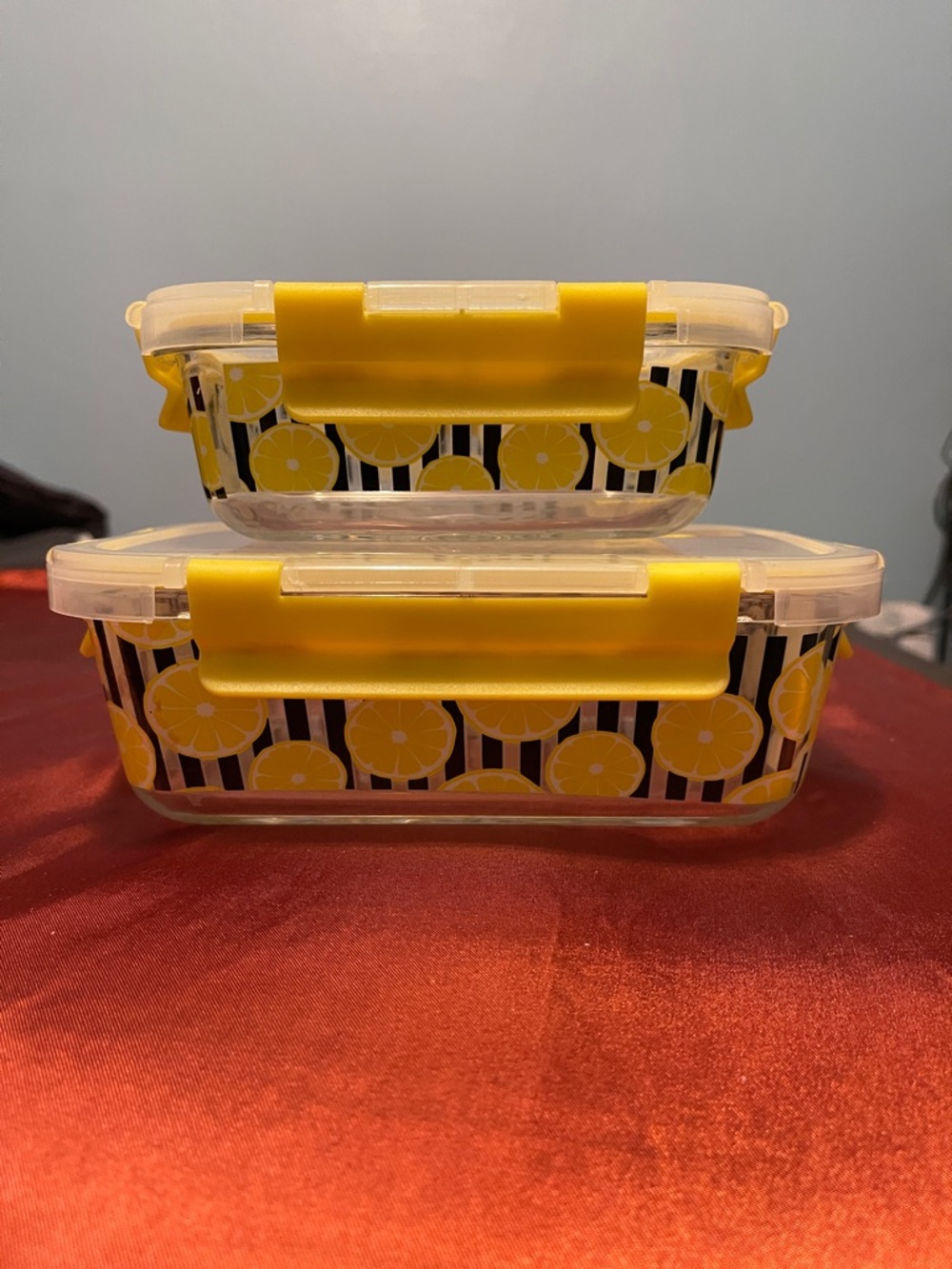 Yellow Lemon Patterned Airtight Food Storage Containers - Set of 2